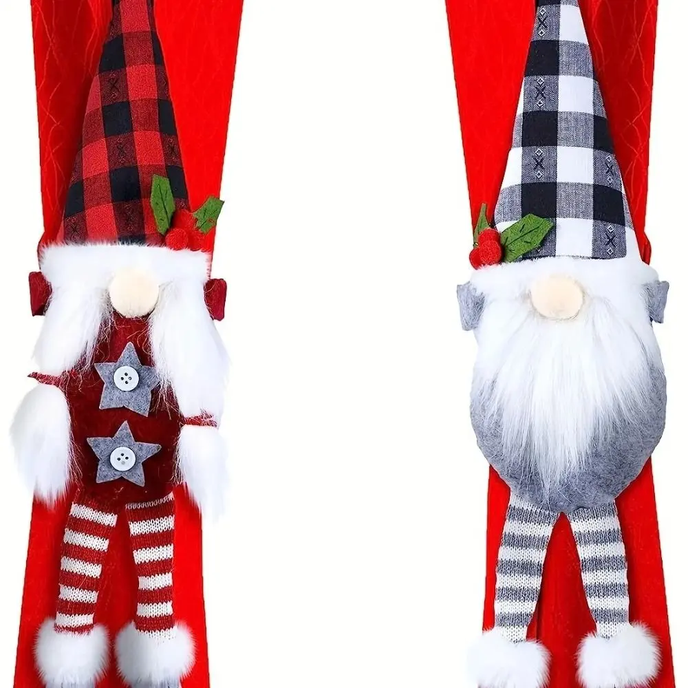 Simple Cartoon Christmas Curtain Buckle Funny Non-woven Dwarf Curtain Fastener Cute Faceless Doll Curtain Tie Rope New Year Gift