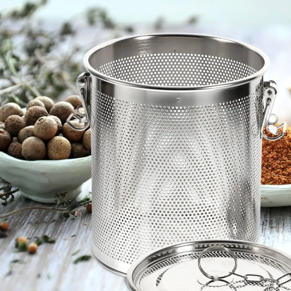 304 Stainless Steel Stew Seasoning Strainer Fine Mesh Rust-proof Brine Basket Corrosion-resistant with Chain Hook