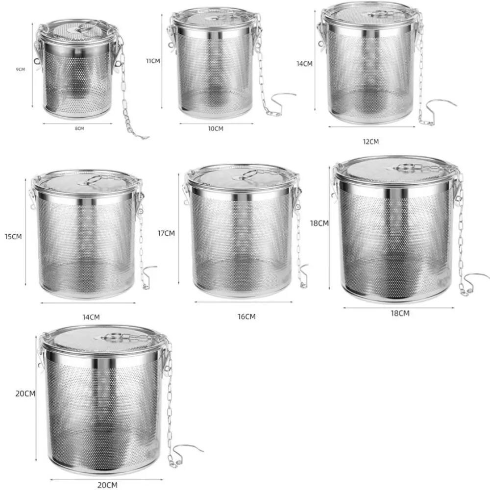 304 Stainless Steel Stew Seasoning Strainer Fine Mesh Rust-proof Brine Basket Corrosion-resistant with Chain Hook