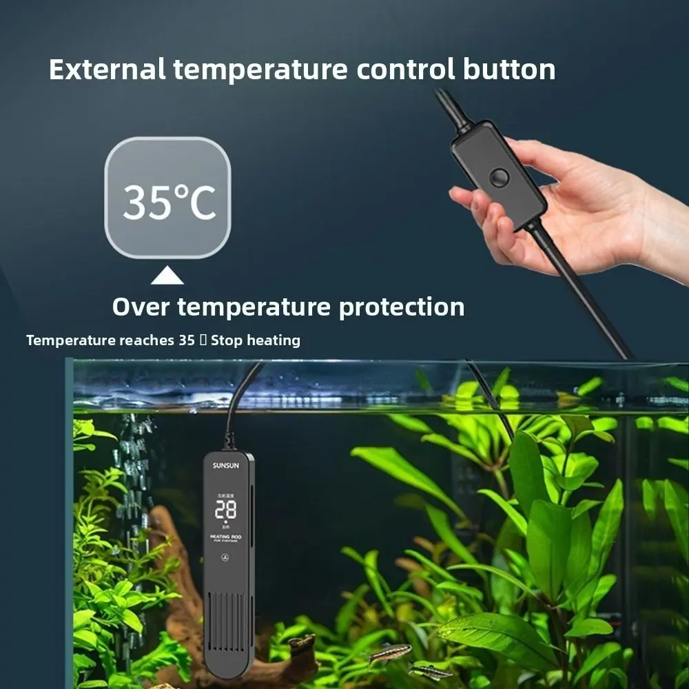 LCD Display Digital Fish Tank Heating Rod Intelligent Control Leave Water Power Off Adjustable Water Heating Rod