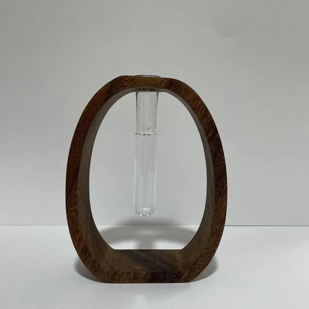 Walnut Solid Wood Mini Water-cultured Vase Transparent Creative Hydroponic Flower Pot Exquisite Simple