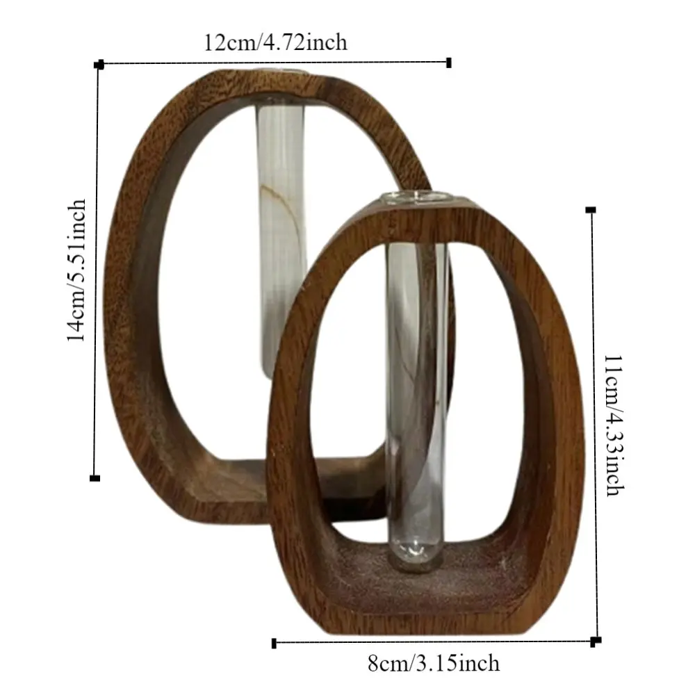 Walnut Solid Wood Mini Water-cultured Vase Transparent Creative Hydroponic Flower Pot Exquisite Simple