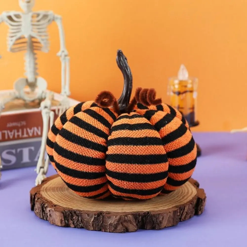 Fabric Simulated Striped Pumpkin Reusable 3D Halloween Pumpkin Ornaments Durable Pumpkin Festival Props Festival Gift