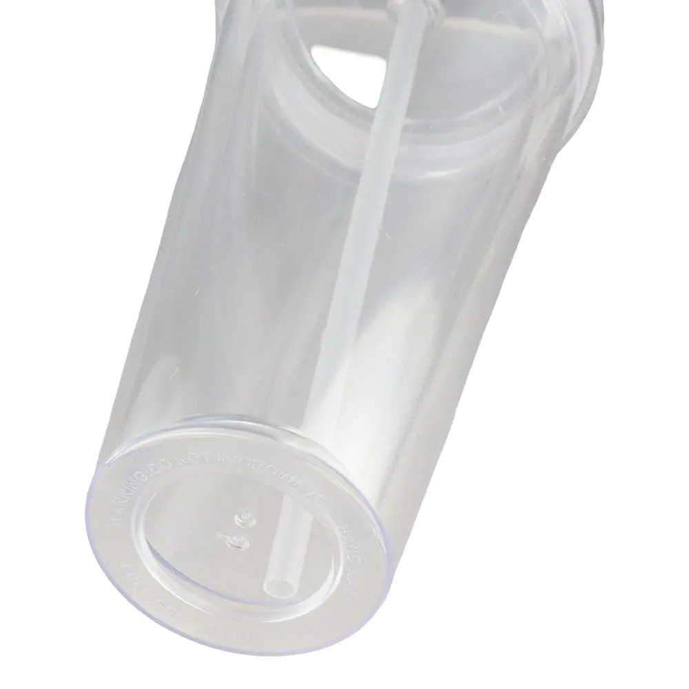 Househo 350/450/650ml Clear Tumbler with Lid and Straw Transparent Water Bottle Plastic Double-Layer Iced Coffee Cup Milk