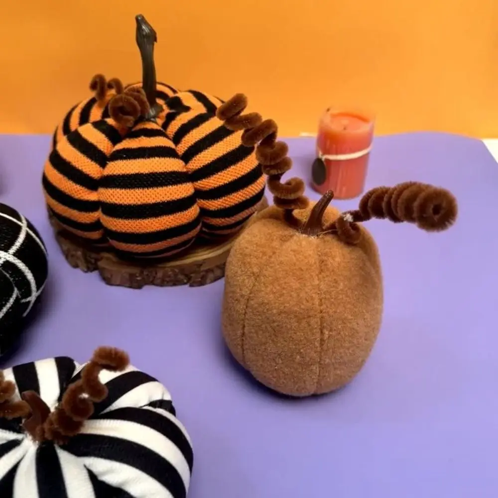 Fabric Simulated Striped Pumpkin Reusable 3D Halloween Pumpkin Ornaments Durable Pumpkin Festival Props Festival Gift