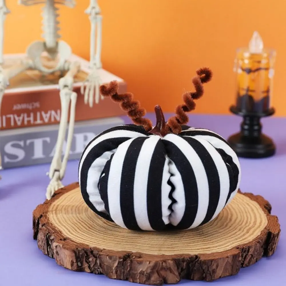 Fabric Simulated Striped Pumpkin Reusable 3D Halloween Pumpkin Ornaments Durable Pumpkin Festival Props Festival Gift