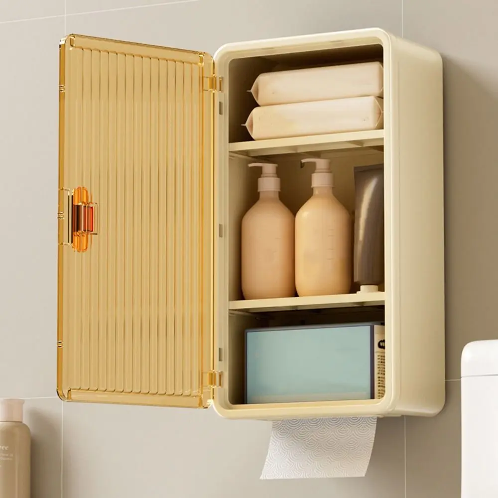 Plastic Bathroom Storage Box Large Capacity Wall Mounted Makeup Storage Holder Waterproof Dustproof Extractable Tissue Box