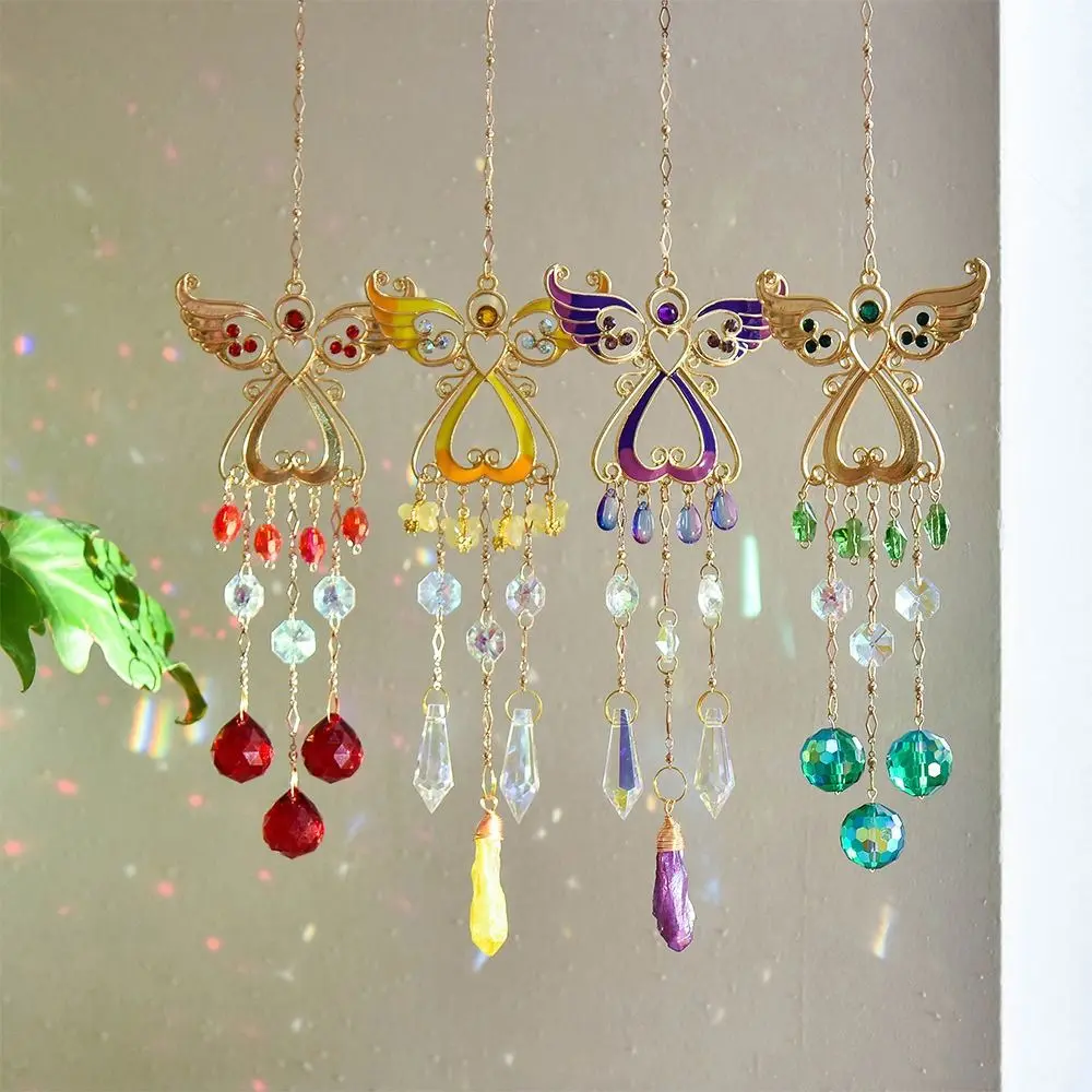 Crafts Crystal Wind Chimes Hanging Creative Light Collection Pendant Novelty Rotating Wind Spinner Balcony
