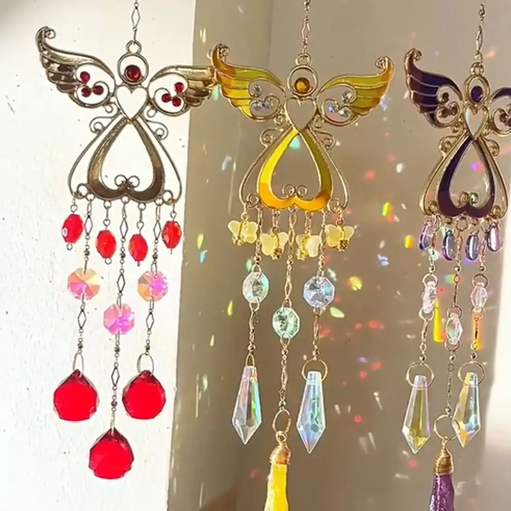 Crafts Crystal Wind Chimes Hanging Creative Light Collection Pendant Novelty Rotating Wind Spinner Balcony