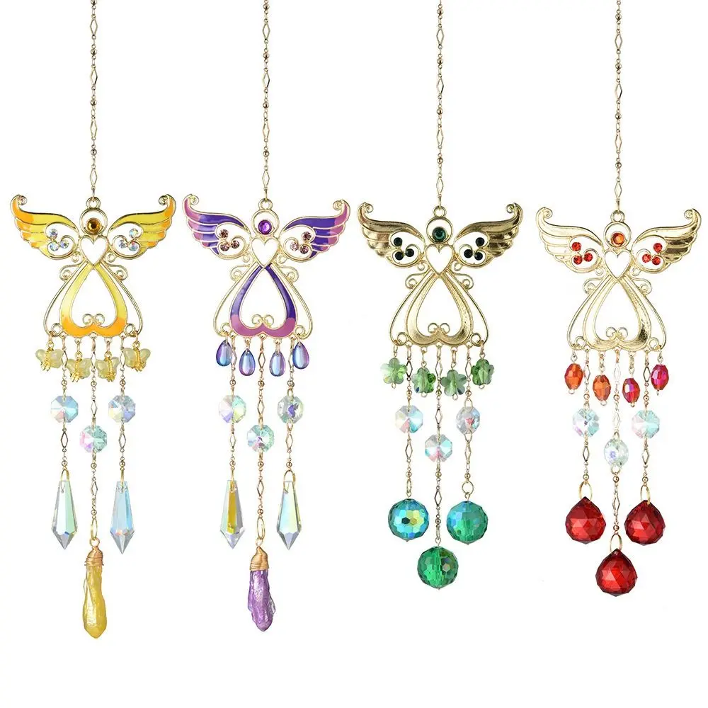 Crafts Crystal Wind Chimes Hanging Creative Light Collection Pendant Novelty Rotating Wind Spinner Balcony