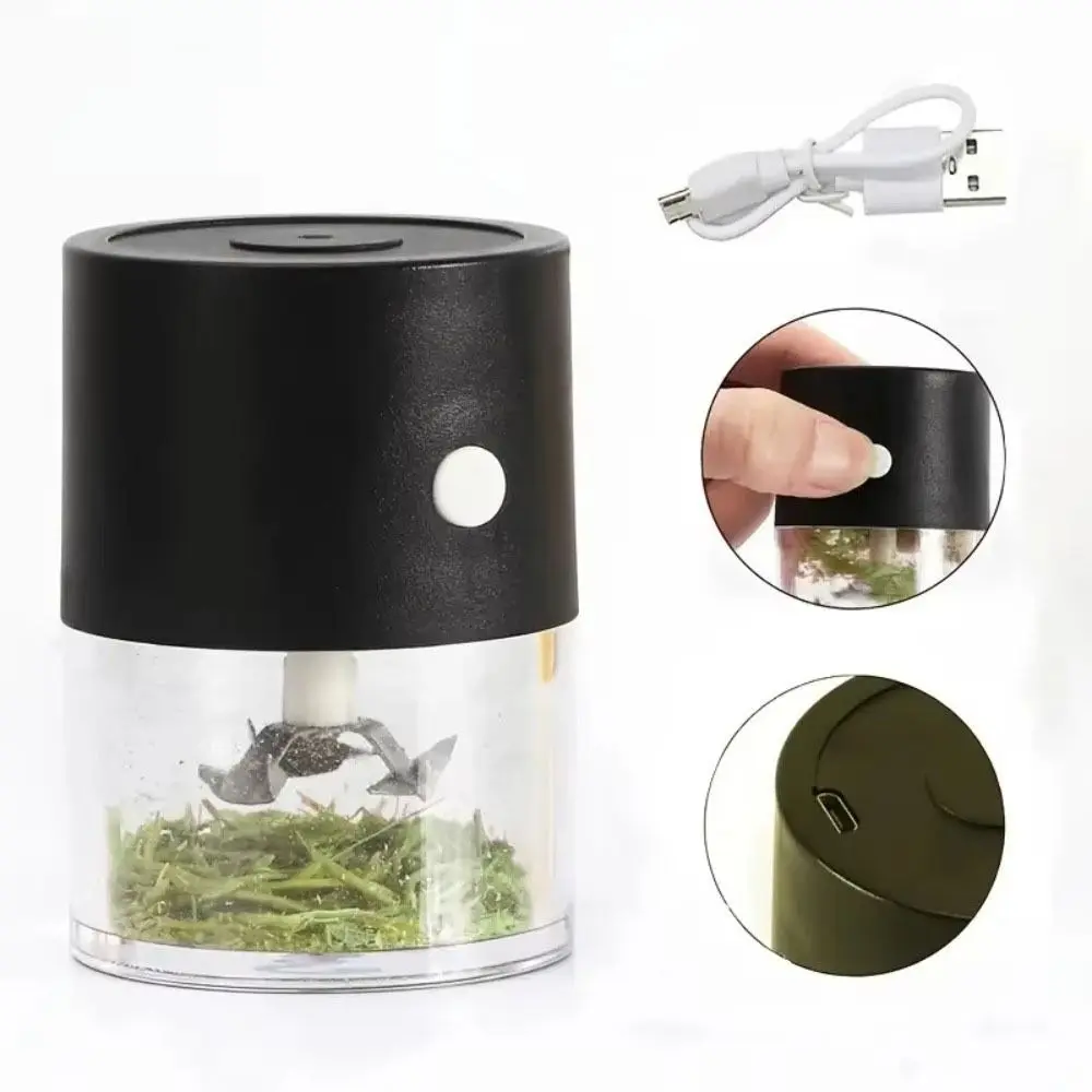USB Charging Electric Herb Grinder High Hardness Blade Acrylic Herb Crusher Labor-saving Efficient Seasoning Grinder Household