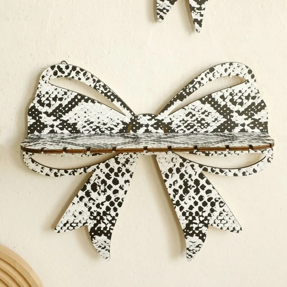 Bowtie Styles Bohemian Wall Floating Shelf Snake Patterned Wooden Floating Storage Holders Jewelry Organizers Space Saving