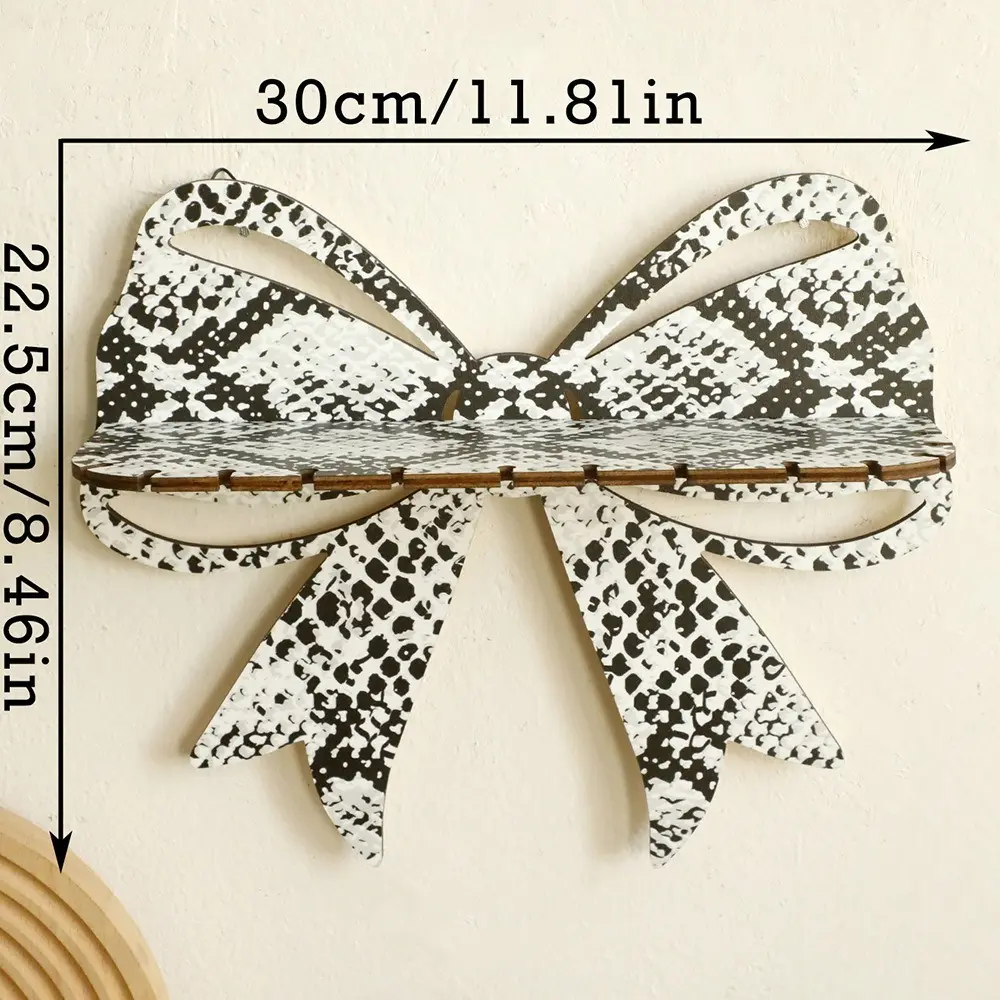 Bowtie Styles Bohemian Wall Floating Shelf Snake Patterned Wooden Floating Storage Holders Jewelry Organizers Space Saving