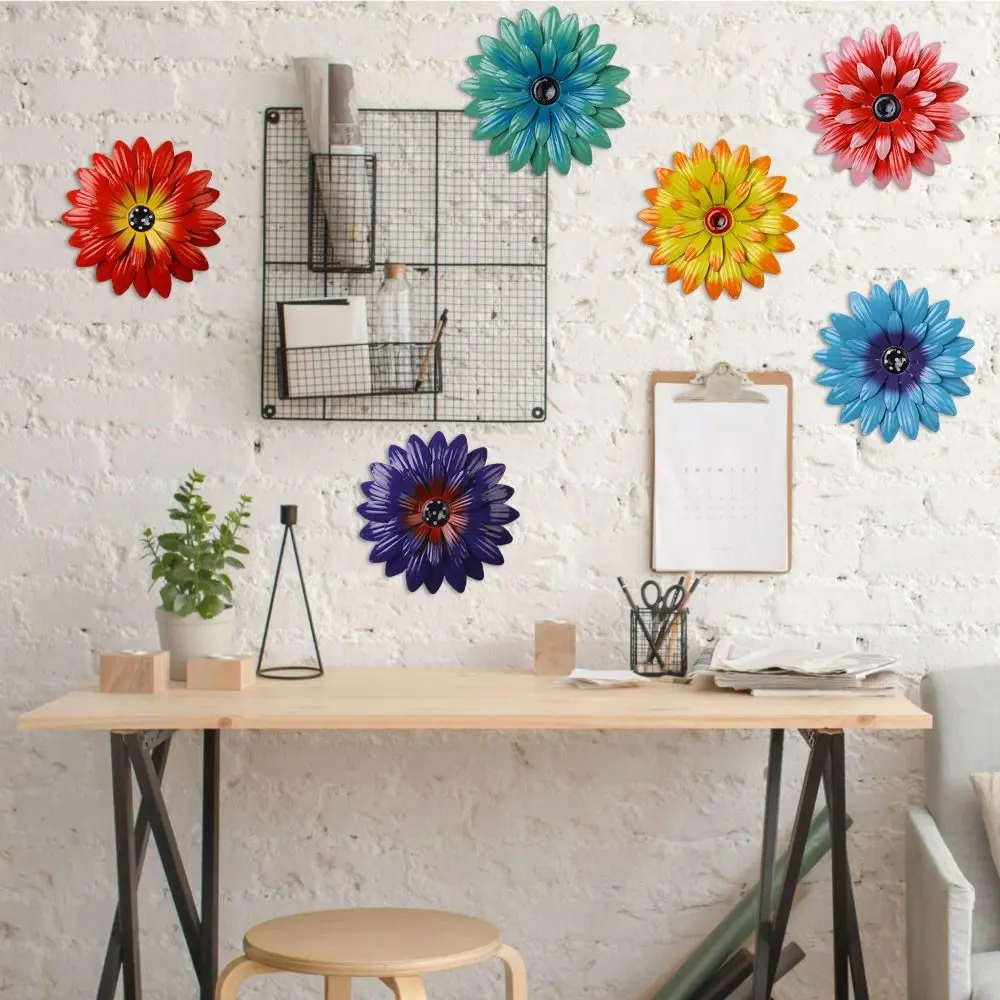 Garden Decor Iron Flower Fence Decoration Creative Exquisite Wall Hanging Colorful Art Background Pendant Prop