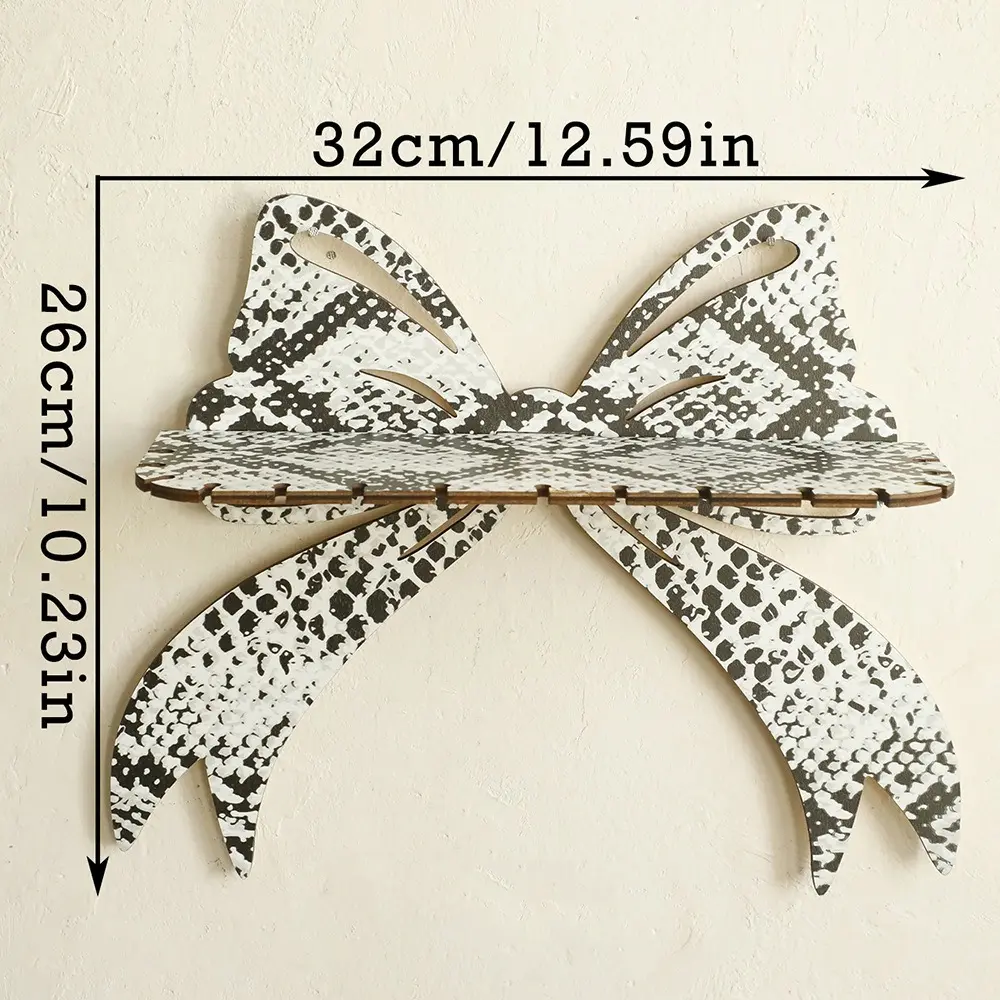 Bowtie Styles Bohemian Wall Floating Shelf Snake Patterned Wooden Floating Storage Holders Jewelry Organizers Space Saving