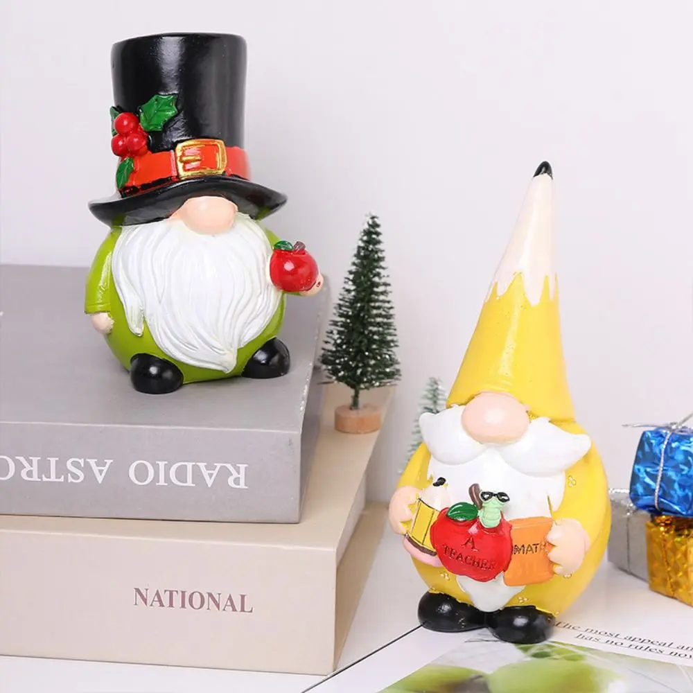 Cute Christmas Gnome Ornament Elegant Resin Crafts Faceless Elderly Figurine Colourful Merry Christmas Decoration Children Gifts