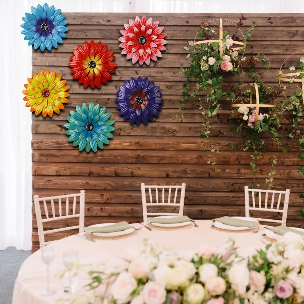 Garden Decor Iron Flower Fence Decoration Creative Exquisite Wall Hanging Colorful Art Background Pendant Prop