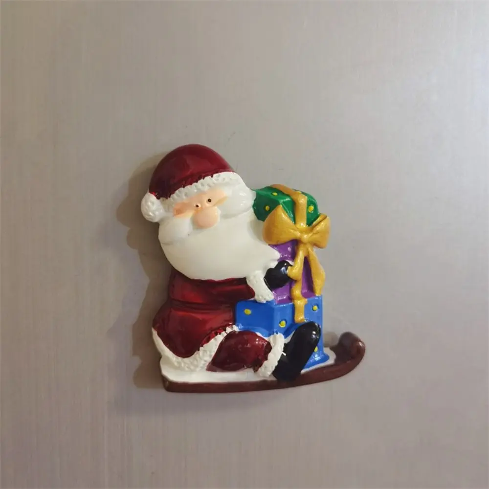Christmas Theme Christmas Refrigerator Sticker Santa Claus Figurine Resin Christmas Tree Magnet Fridge Cute Snowman
