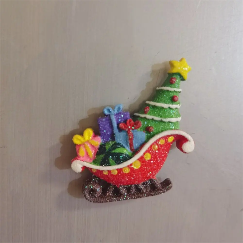 Christmas Theme Christmas Refrigerator Sticker Santa Claus Figurine Resin Christmas Tree Magnet Fridge Cute Snowman