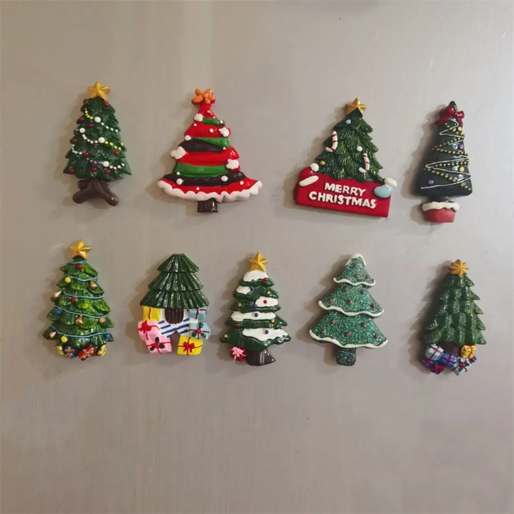 Christmas Theme Christmas Refrigerator Sticker Santa Claus Figurine Resin Christmas Tree Magnet Fridge Cute Snowman