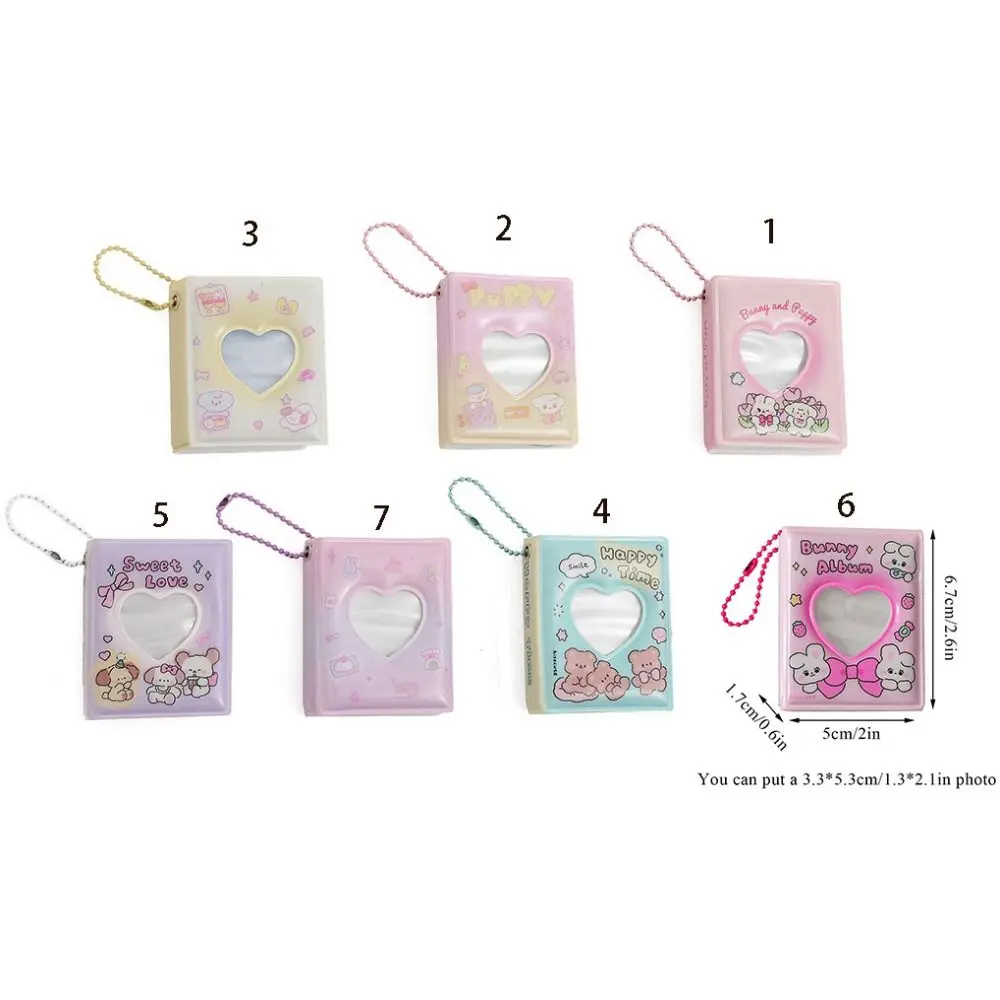 2-inch Cute Cartoon Photo Album Ins Mini Hollow Picture Storage Album Bead Chain Korean Love Heart Photo Album Girl