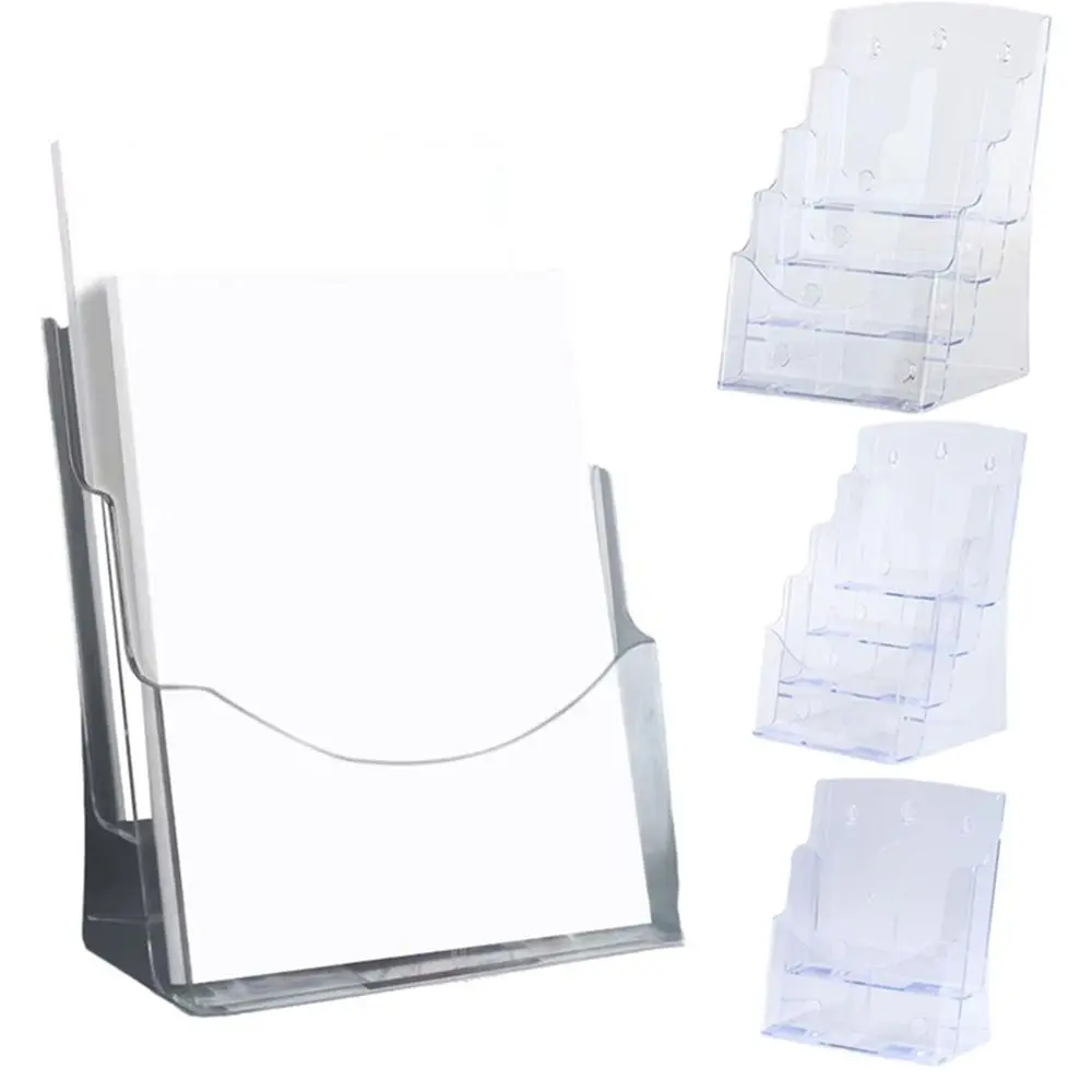 A4/A5/A6 Clear Flyers Display Stand 2/3/4 Layers Hanging Hole Brochure Holder Space Saving Reusable Desktop Document Rack