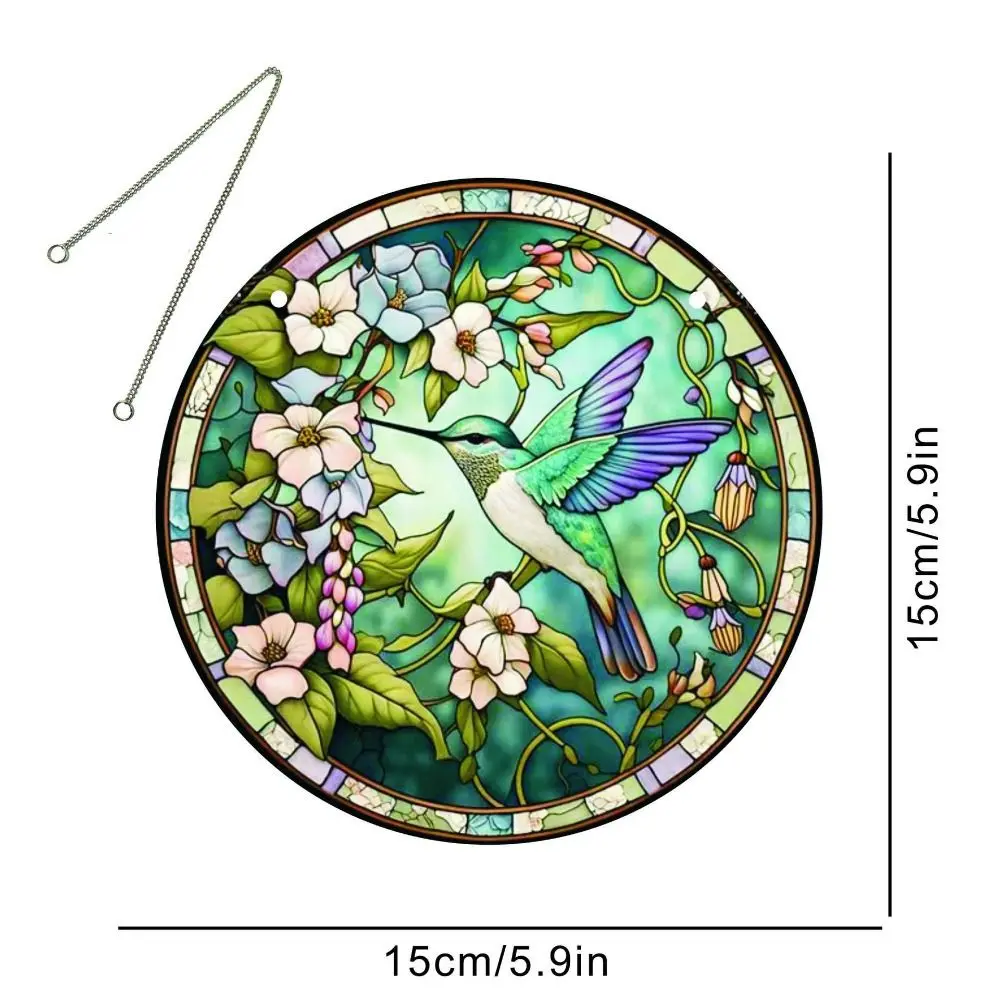 Acrylic Double-sided Hummingbird Pendant Hanging Round Hummingbird Suncatcher Colorful Exquisite Wall Hanging Decoration