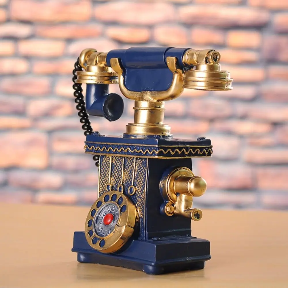 Resin Crafts Telephone Piggy Bank Handmade Classic Telephone Model Nostalgic Decorative Telephone Ornaments Photograph Props