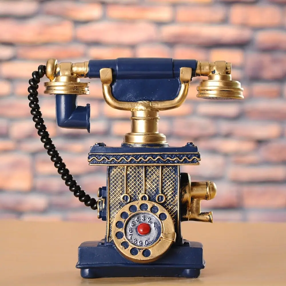 Resin Crafts Telephone Piggy Bank Handmade Classic Telephone Model Nostalgic Decorative Telephone Ornaments Photograph Props