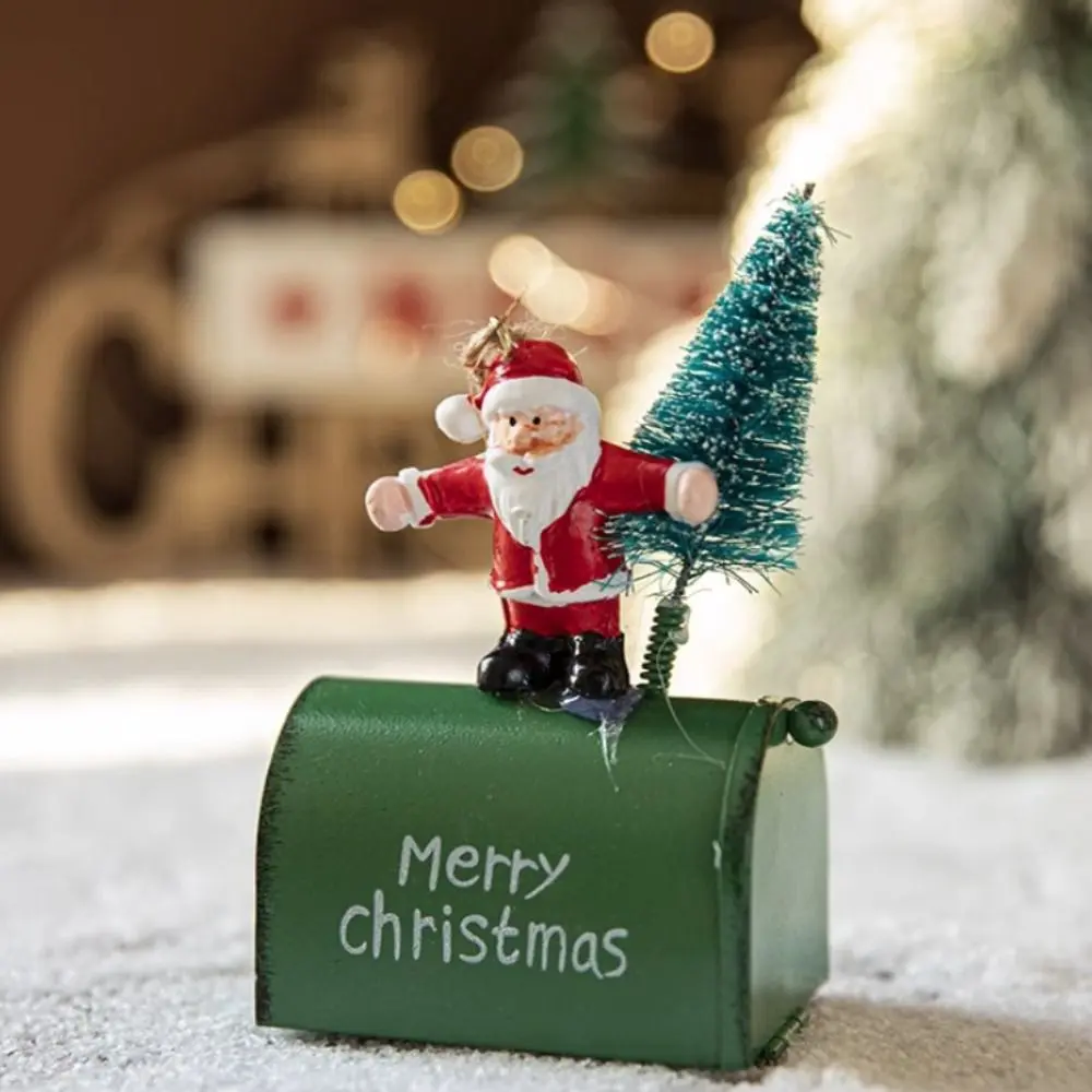 Home Hangings Ornaments Iron Christmas Santa Claus Bell Painted Vintage Car Pendant Xmas Tree Decorations Gift