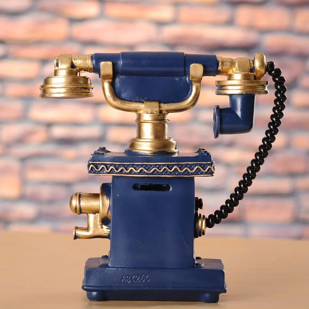 Resin Crafts Telephone Piggy Bank Handmade Classic Telephone Model Nostalgic Decorative Telephone Ornaments Photograph Props