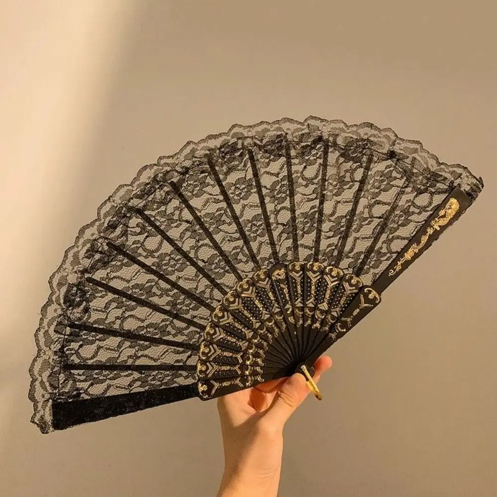Elegant Retro Feather Rose Folding Fan Classical with Pendant Hand Fan Portable Handmade Decorative Craft Fan Photography Prop