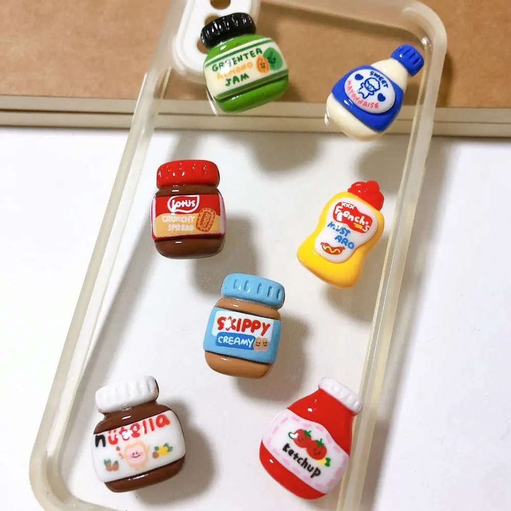 9Pcs/set Mini Drink Bottle Fridge Accessories Cute Resin Seasoning Bottle Miniatures Seasoning Bottle Drink Bottle DIY Food Toy