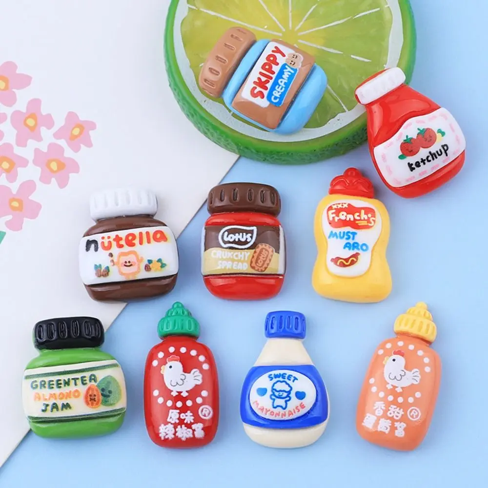 9Pcs/set Mini Drink Bottle Fridge Accessories Cute Resin Seasoning Bottle Miniatures Seasoning Bottle Drink Bottle DIY Food Toy
