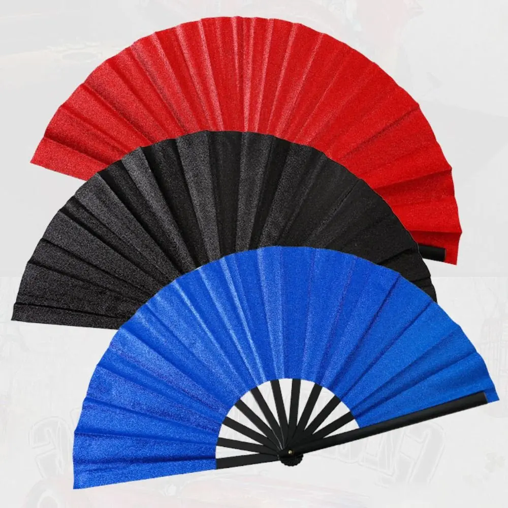 Portable Glitter Sparkling Folding Fan Handheld Decorative Hand Rave Fan 33cm Kung Fu Fan Gift