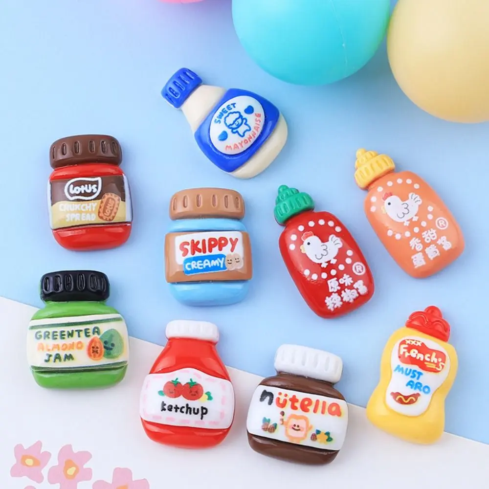9Pcs/set Mini Drink Bottle Fridge Accessories Cute Resin Seasoning Bottle Miniatures Seasoning Bottle Drink Bottle DIY Food Toy