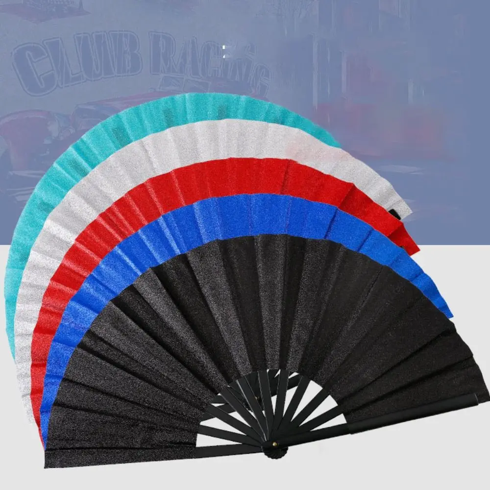 Portable Glitter Sparkling Folding Fan Handheld Decorative Hand Rave Fan 33cm Kung Fu Fan Gift