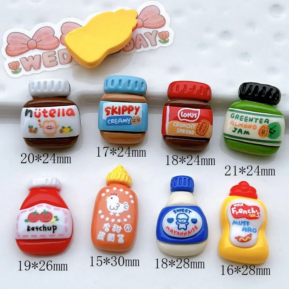 9Pcs/set Mini Drink Bottle Fridge Accessories Cute Resin Seasoning Bottle Miniatures Seasoning Bottle Drink Bottle DIY Food Toy
