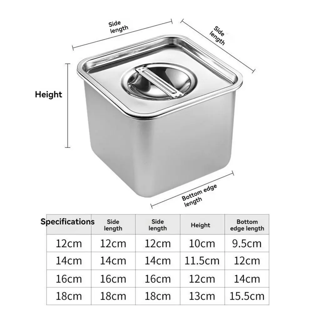 Rust Resistant Frozen Yogurt Container Large Capacity Dustproof Stainless Steel Condiment Jar Reusable 4Size Food Storage Box
