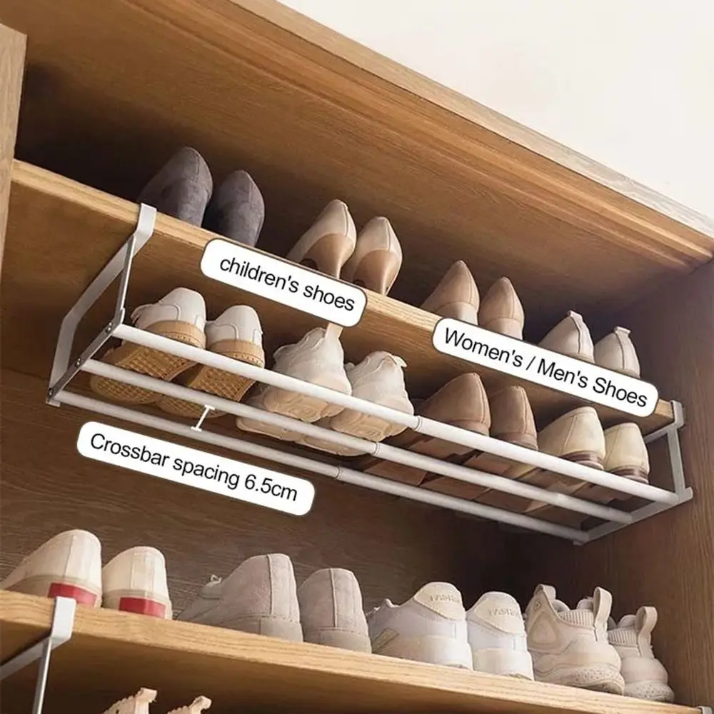 Portable Shoe Storage Rack Under Hanging Large Capacity Retractable Shoe Cabinet Layered Partition Holders Easy To Install
