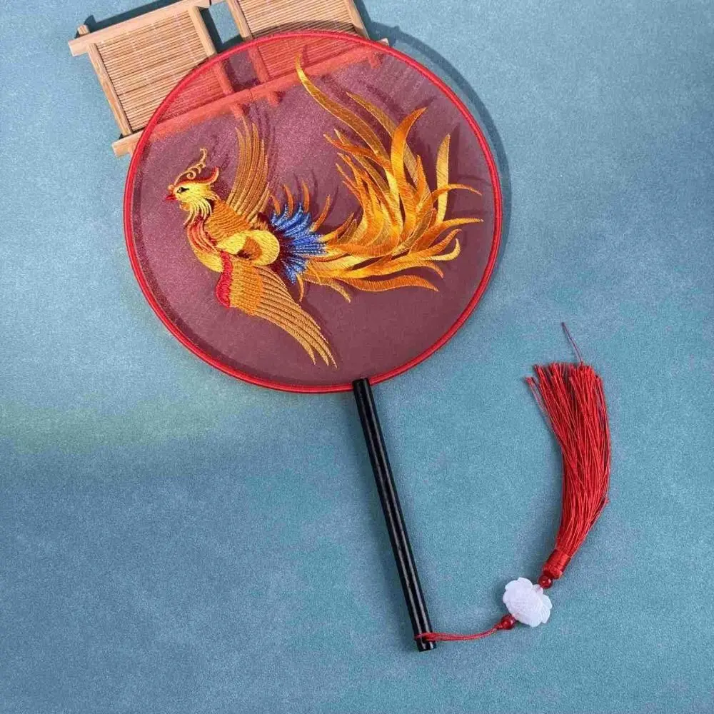 Creative Embroidered Silk Fan Chinese Style Portable Embroidery Round Fan Translucent Double-sided Hanfu Tuan Fan
