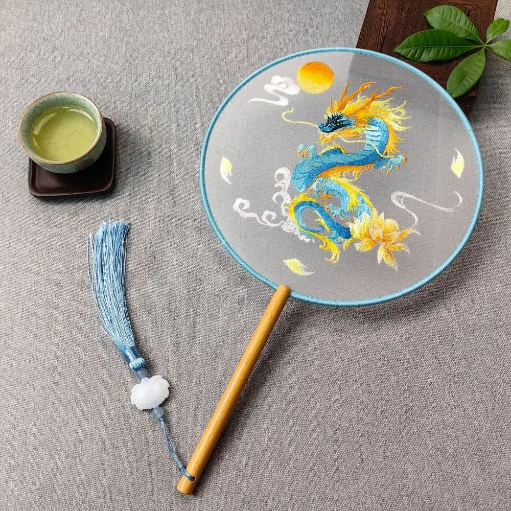 Creative Embroidered Silk Fan Chinese Style Portable Embroidery Round Fan Translucent Double-sided Hanfu Tuan Fan