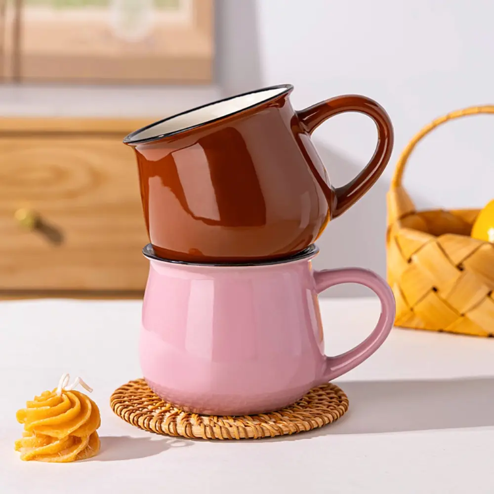 Water Cup Nordic Ceramic Milk Cup Solid Color Vintage Coffee Mug 300/400ml Tea Cup Valentine's Day Present