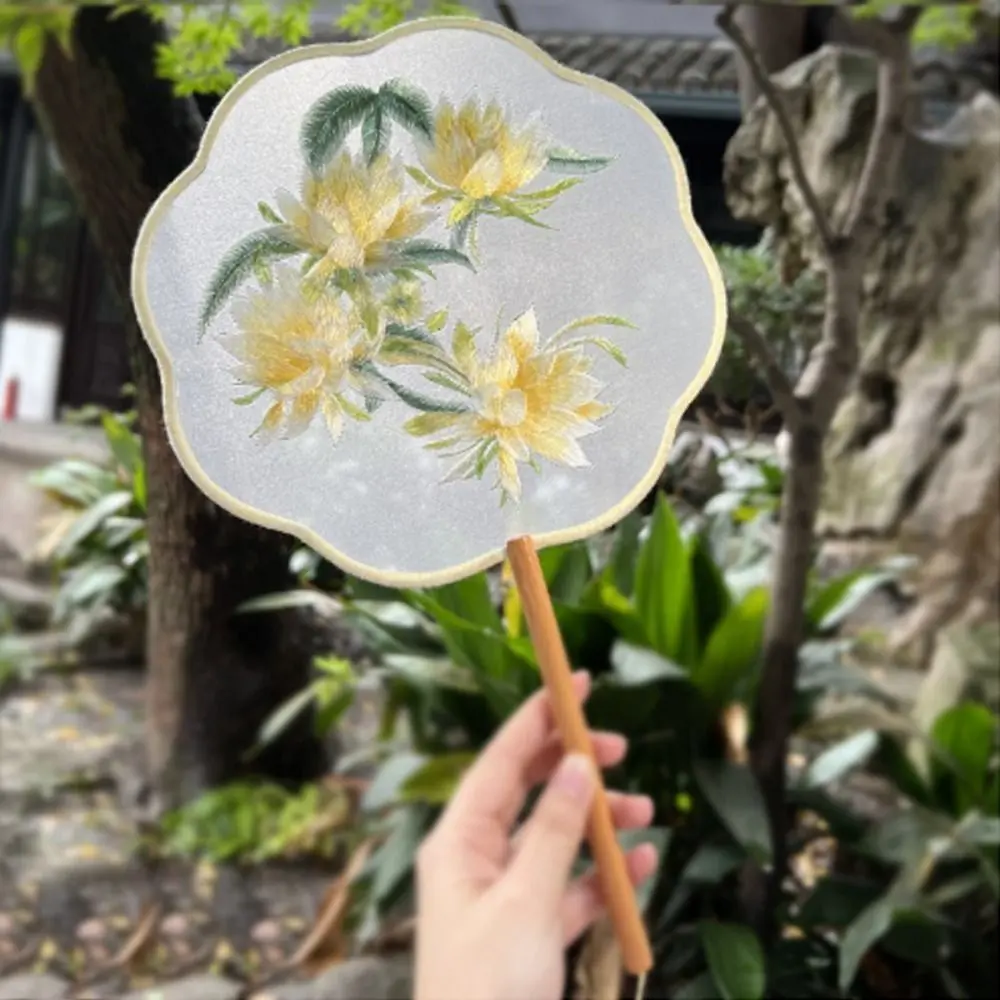 Ancient Chinese Style Chinese Style Fan Handheld with Pendant Embroidery Fan Floral Pattern Tassels Silk Fan Photography Prop