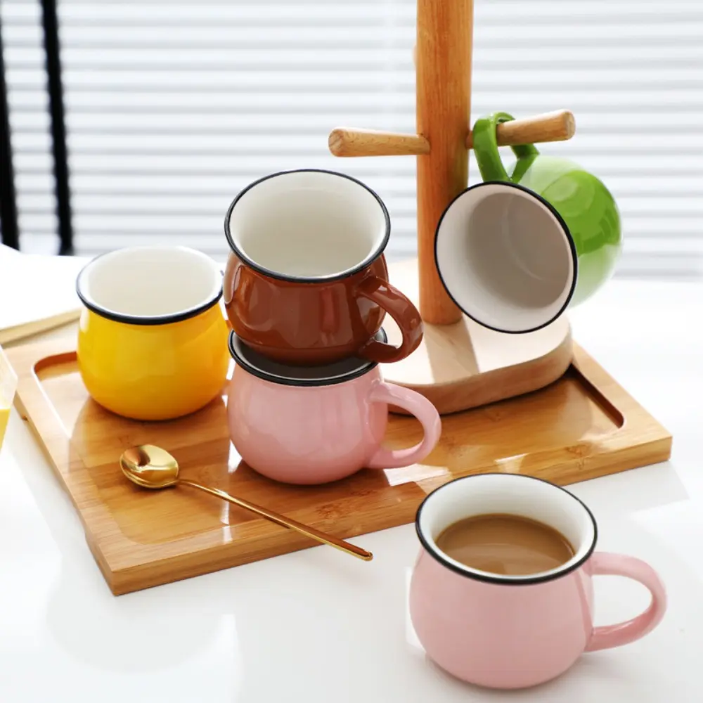Water Cup Nordic Ceramic Milk Cup Solid Color Vintage Coffee Mug 300/400ml Tea Cup Valentine's Day Present