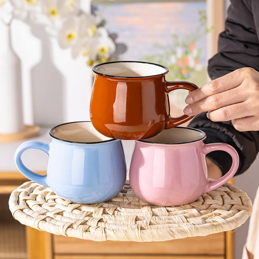Water Cup Nordic Ceramic Milk Cup Solid Color Vintage Coffee Mug 300/400ml Tea Cup Valentine's Day Present