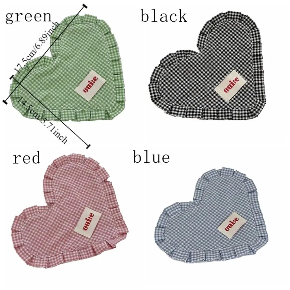 Photography Props INS Heart-shaped Plaid Meal Mat with Pleated Lace Cotton Bowl Mats Delicate Cute Table Mat Kitchen