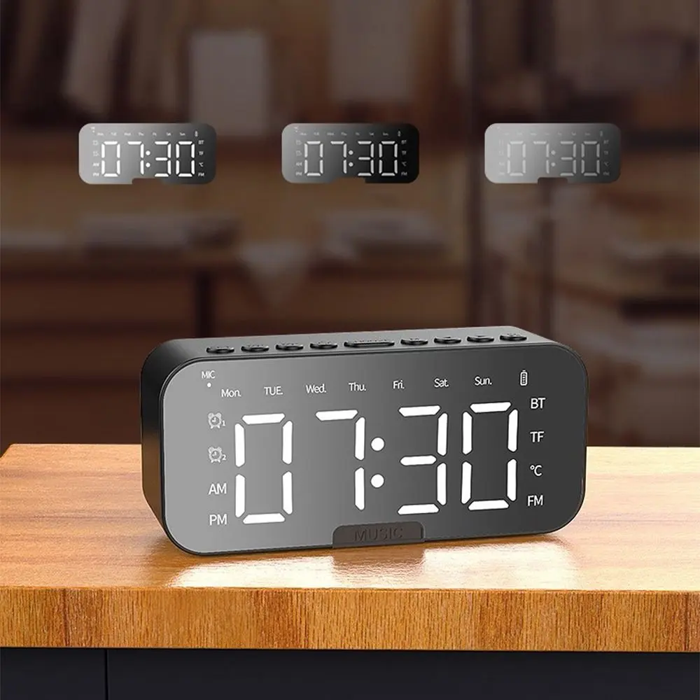5-in-1 FM Radio Alarm Clock LED Digital Display Reminder Small Digital Clock Sleep Timer Speaker Digital Table Calendar