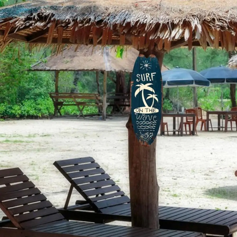 Retro Exquisite Printing Wooden Surfboard Cool Easy to Use Marine Steering Wall Board Bright Beach Ocean Theme Home