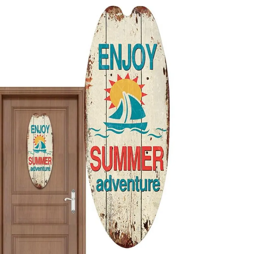 Retro Exquisite Printing Wooden Surfboard Cool Easy to Use Marine Steering Wall Board Bright Beach Ocean Theme Home